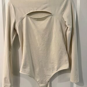 Express Cream Cutout Long Sleeve Bodysuit
